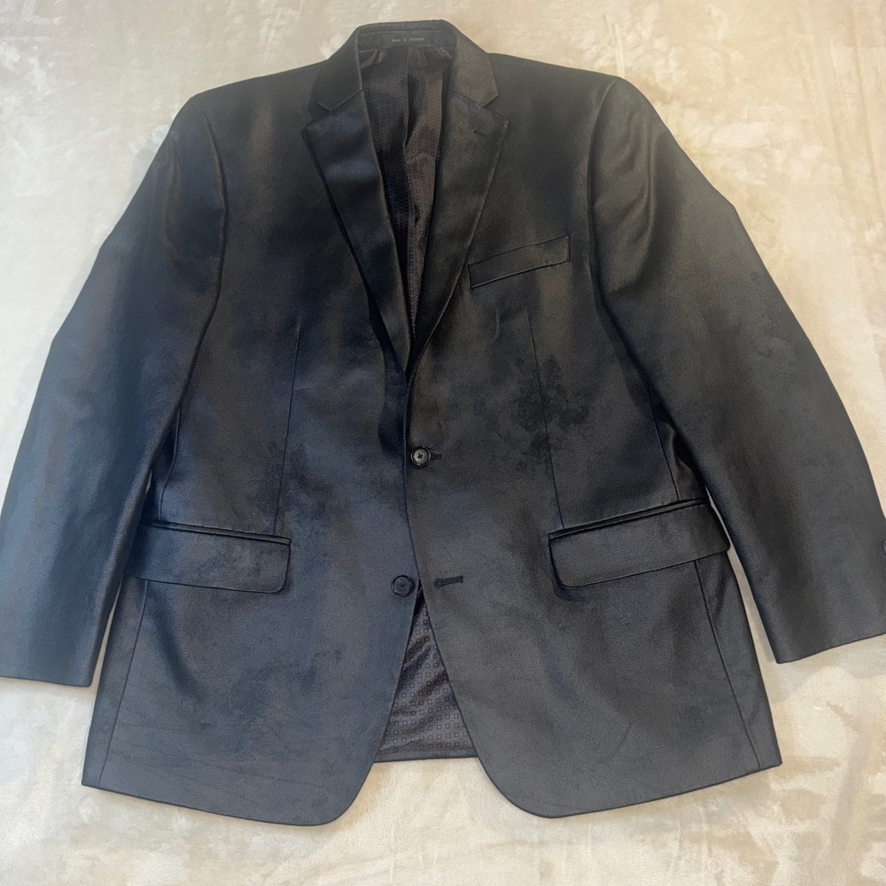 Michael Kors Mens Black Faux Suede Two Button Blazer Jacket 42R 4900058652